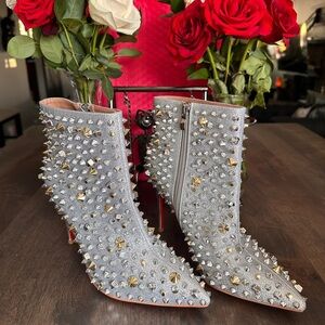 🌟Christian Louboutin silver and gold ankle boots